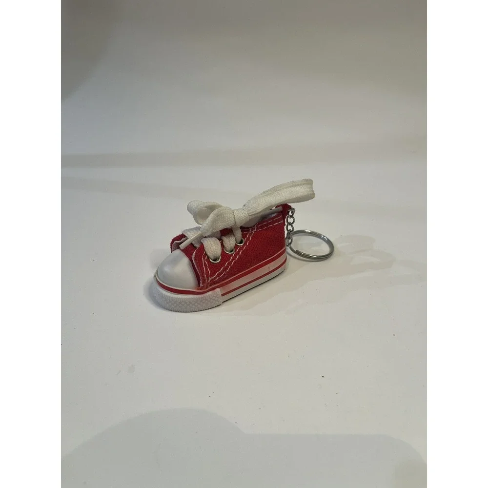 Sneaker Keychain Key Ring High Top Canvas Red And White Gym Basketball